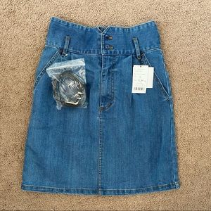 High waisted denim skirt